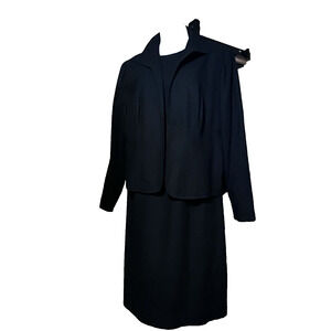 Shomi by Miller Skor 2 PC Dress SZ 16 Black Long Sleeve Jacket Short Sleeve